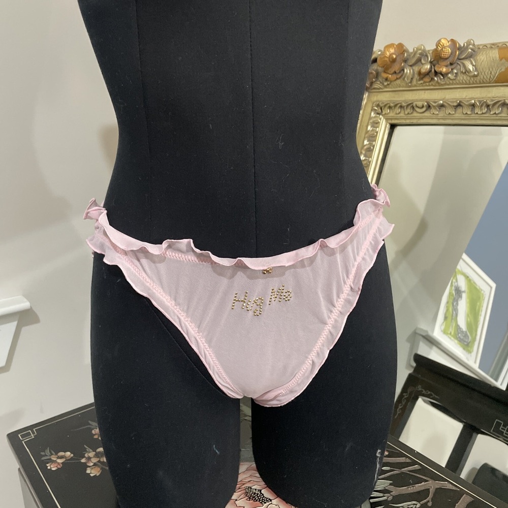 Victoria's Secret Hug Me Y2k pink sissy Ruffle vintage panty Rare Size Large